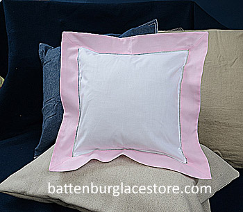 Pillow Sham Cover.26x26 in. Square. White with Pink Lady